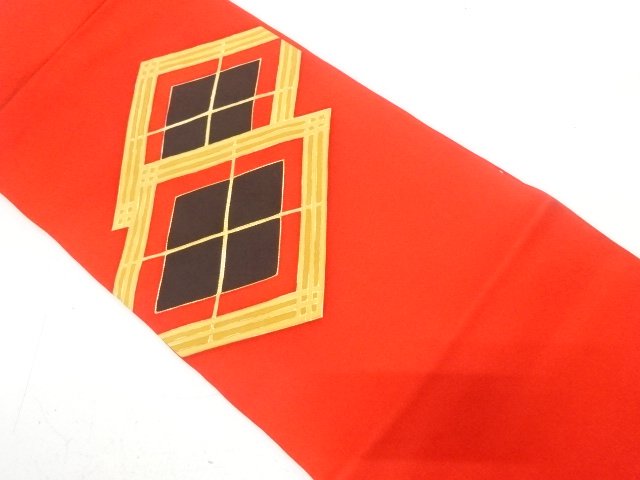 塩瀬　武田菱模様　刺繍　名古屋帯